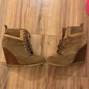Brown/camel bootie/wedges